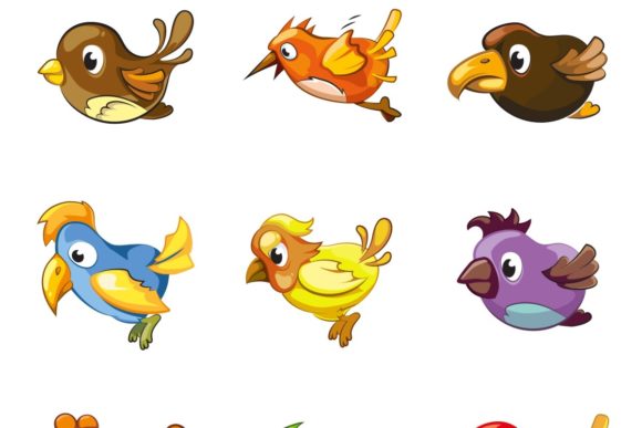 Cartoon Birds Graphics for Crafts and Commercial Use