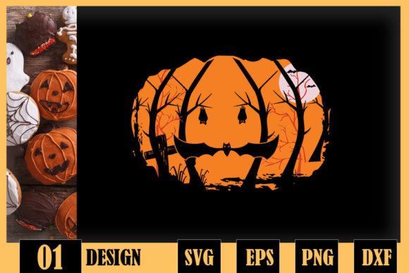 Halloween Bat Background Pumpkin Graphics for Crafts