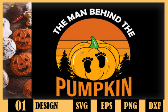 Halloween Pregnancy Man Behind Pumpkin Graphics for Crafts