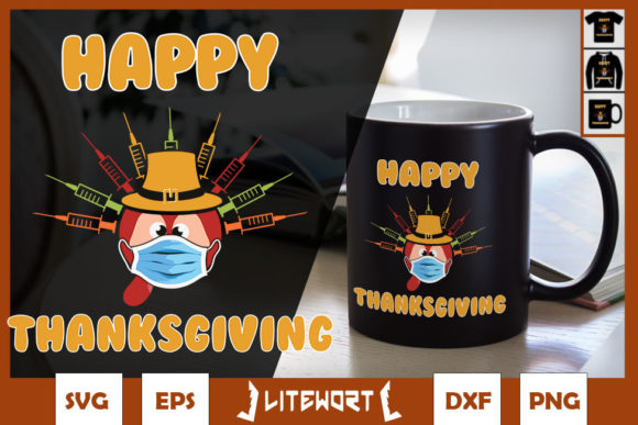 Thanksgiving Vaccinated Turkey Mask Graphics for Crafts